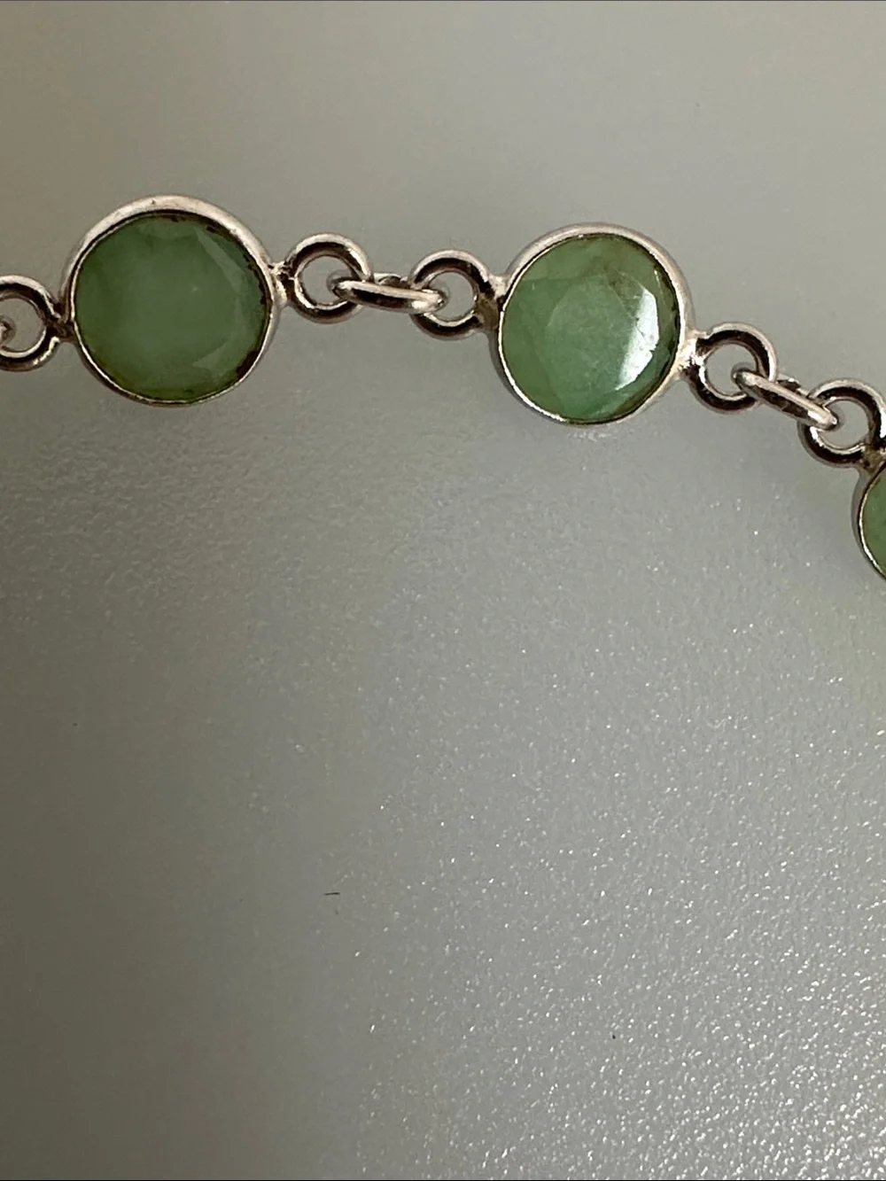 925 Sterling Silver Green emerald Stone  Bracelet